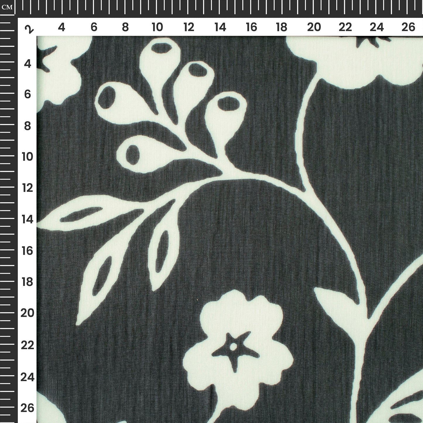 Black Floral Digital Print Poly Chiffon Fabric