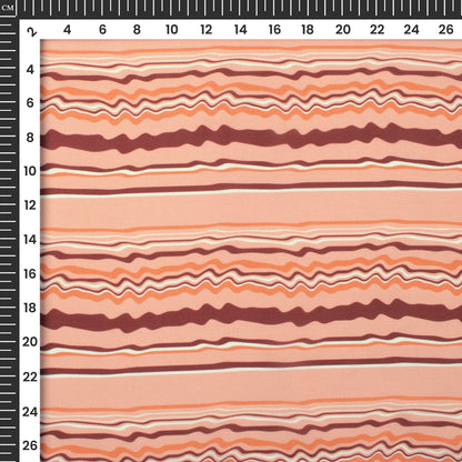 Peach Stripes Digital Print Muslin Fabric