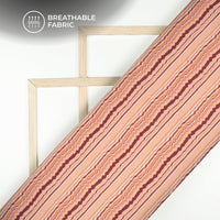 Peach Stripes Digital Print Muslin Fabric