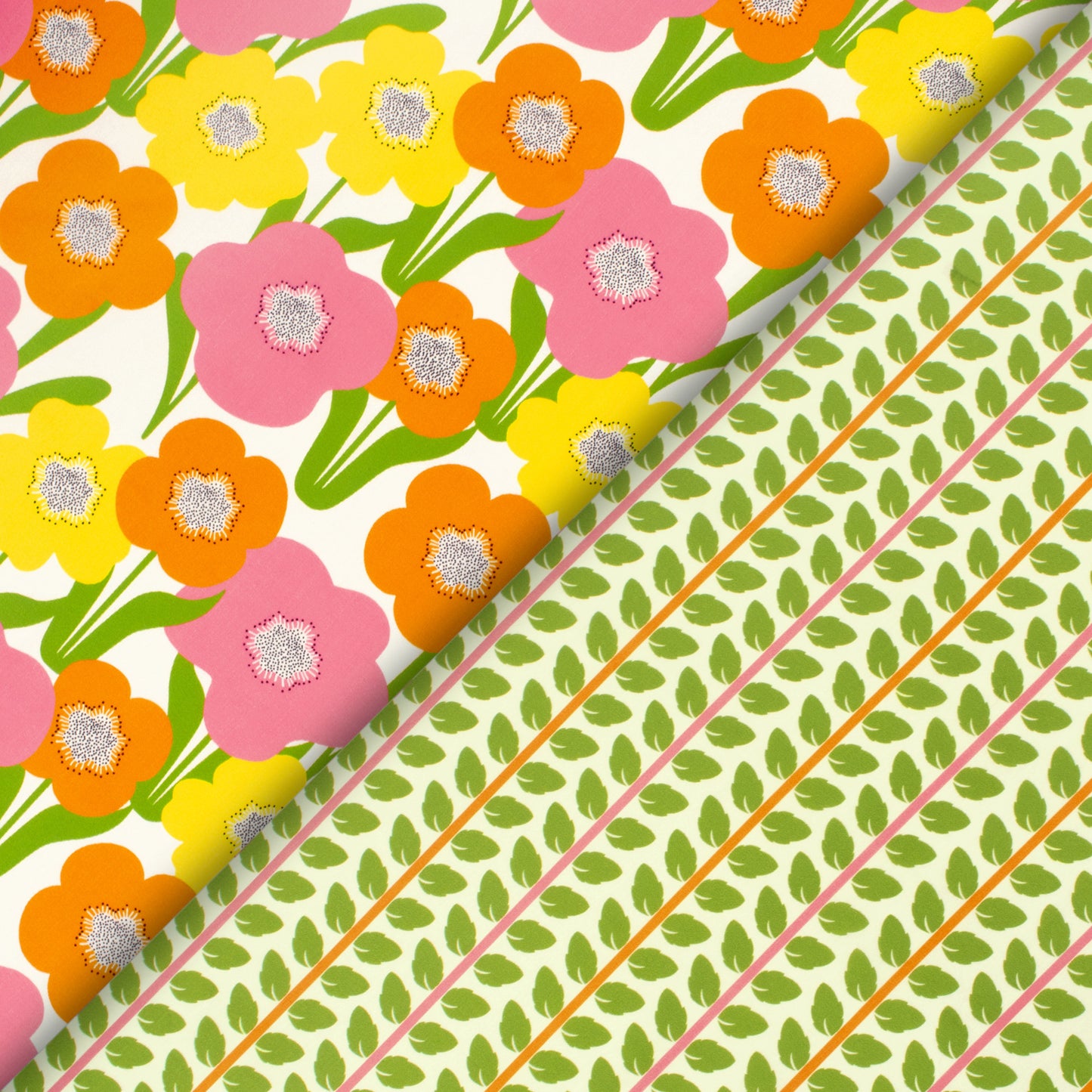 Tengerine Orange Floral Digital Print Muslin Fabric