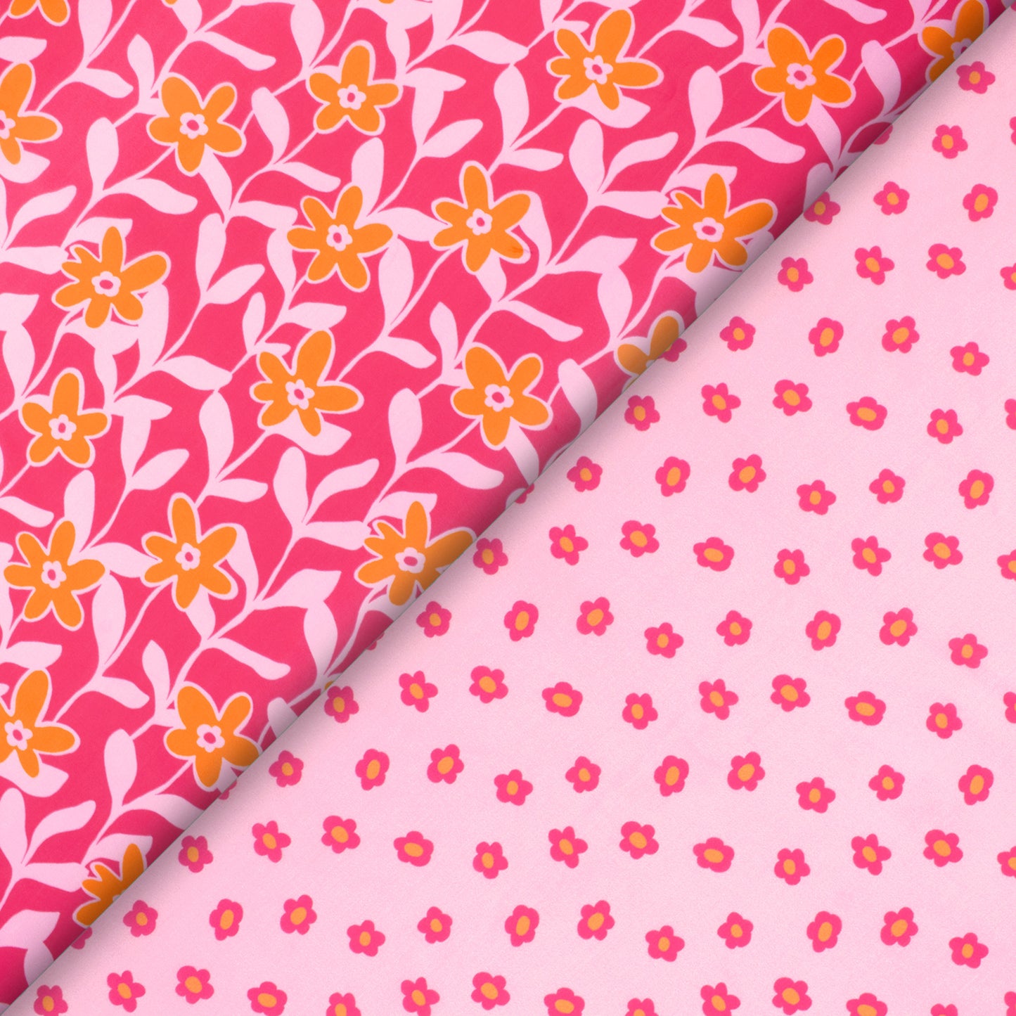 Baby Pink Floral Digital Print Muslin Fabric
