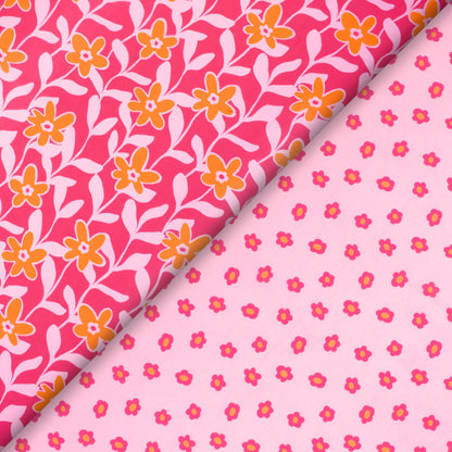 Baby Pink Floral Digital Print Muslin Fabric