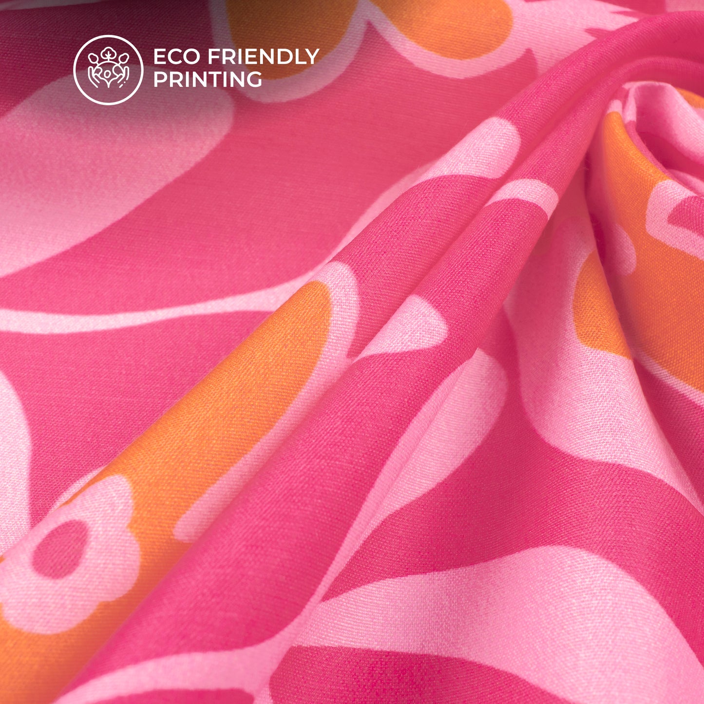 Hot Pink Floral Digital Print Muslin Fabric