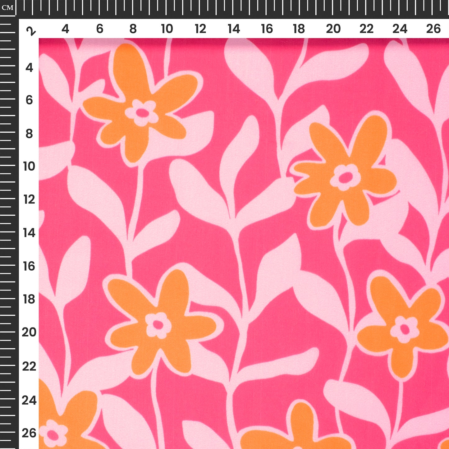 Hot Pink Floral Digital Print Muslin Fabric