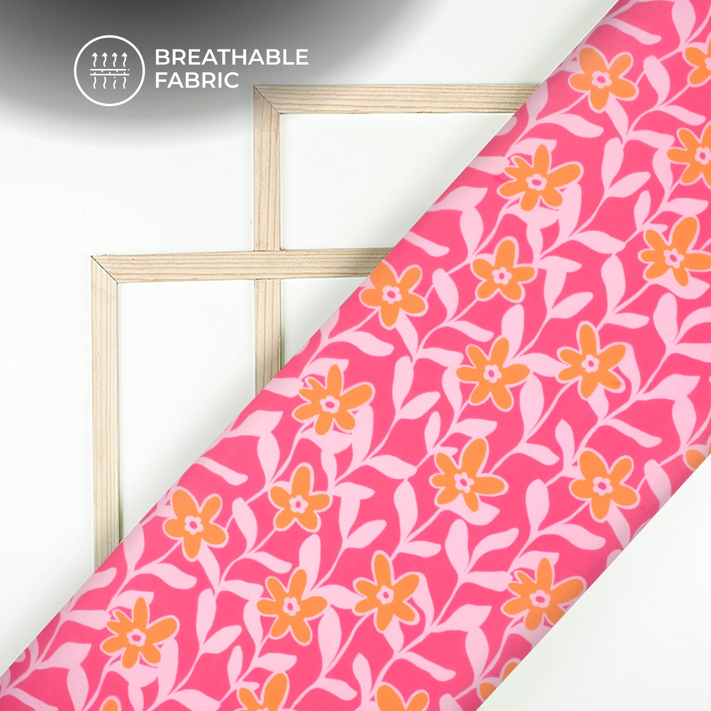 Hot Pink Floral Digital Print Muslin Fabric