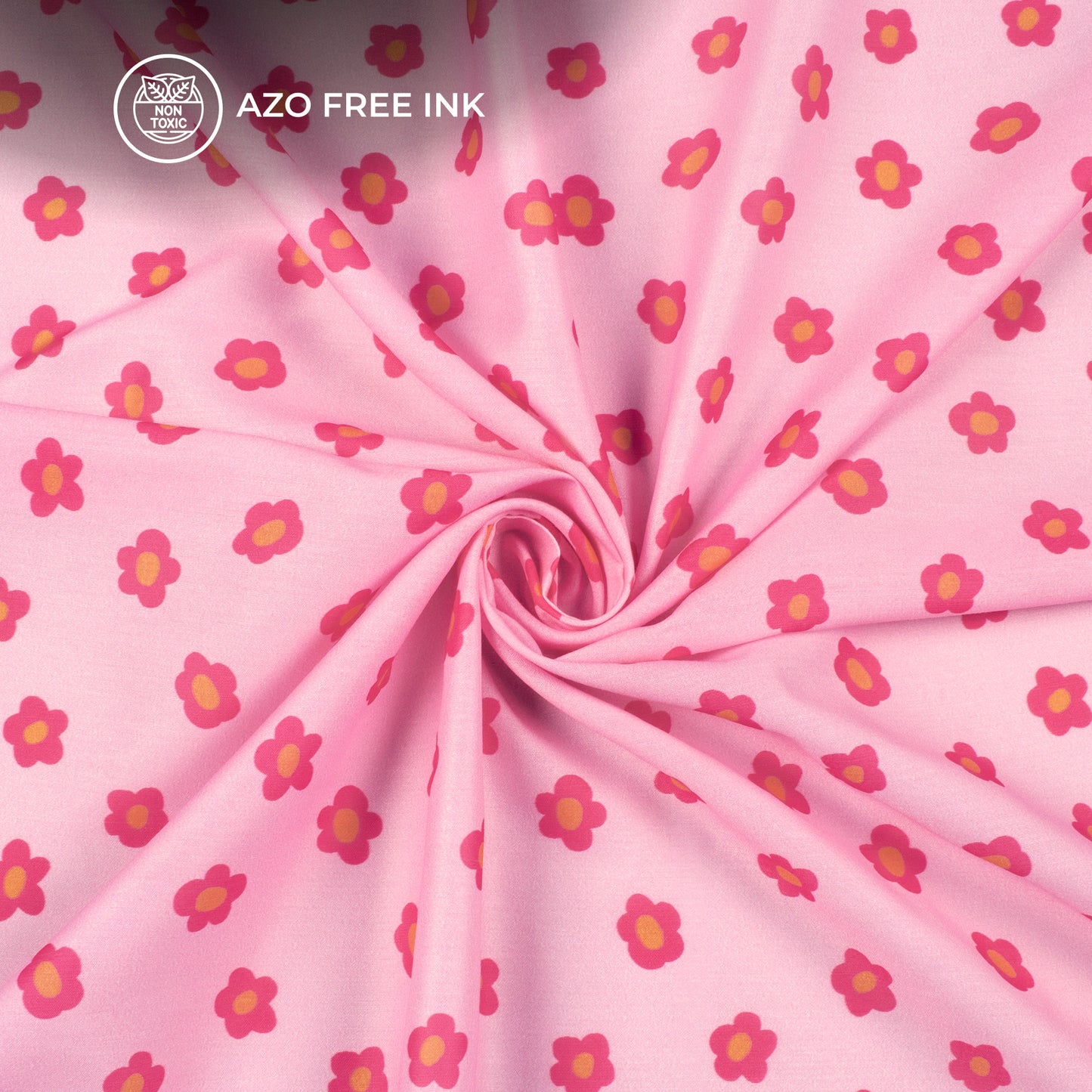 Baby Pink Floral Digital Print Muslin Fabric