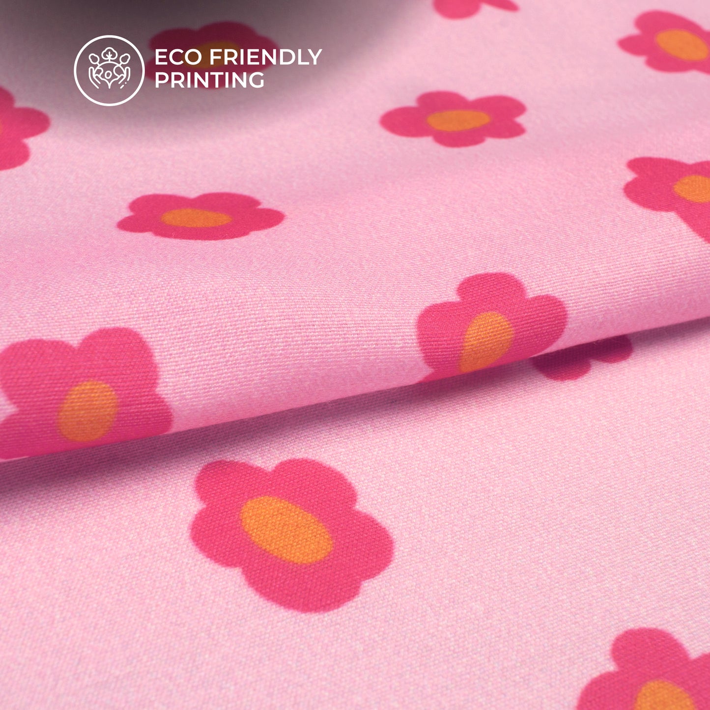 Baby Pink Floral Digital Print Muslin Fabric
