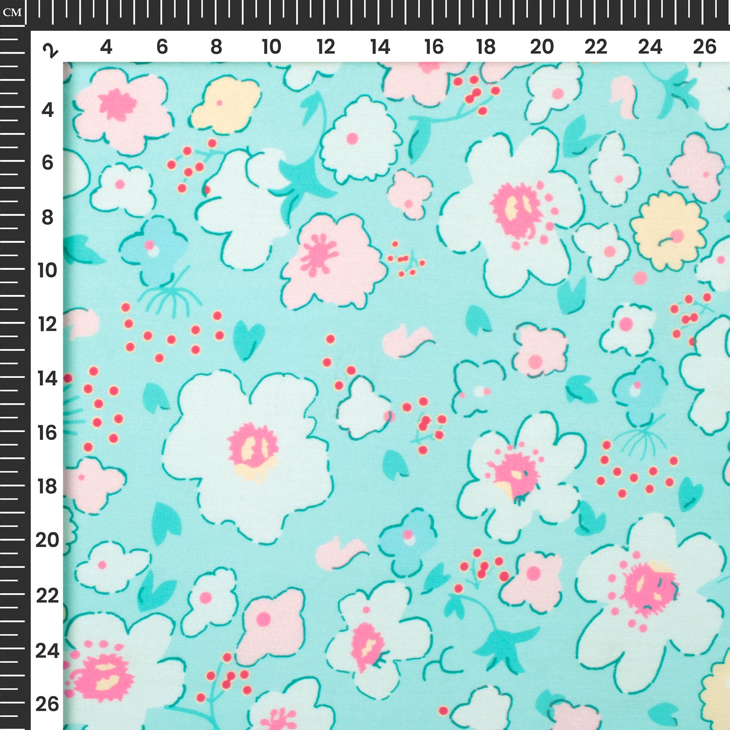 Sky Blue Floral Digital Print Muslin Fabric