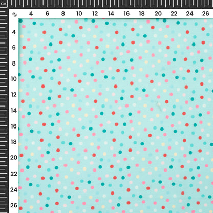 Multi Color Polka Dots Digital Print Muslin Fabric