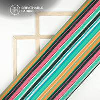 Multi Color Stripes Digital Print Muslin Fabric