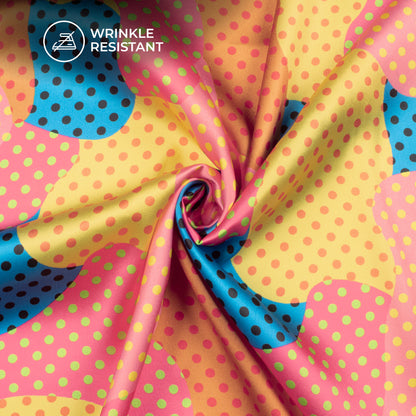 Multi Color Polka Dots,Abstract Digital Print Japan Satin Fabric
