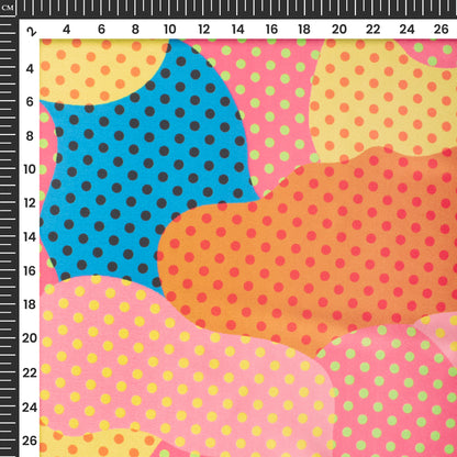 Multi Color Polka Dots,Abstract Digital Print Japan Satin Fabric