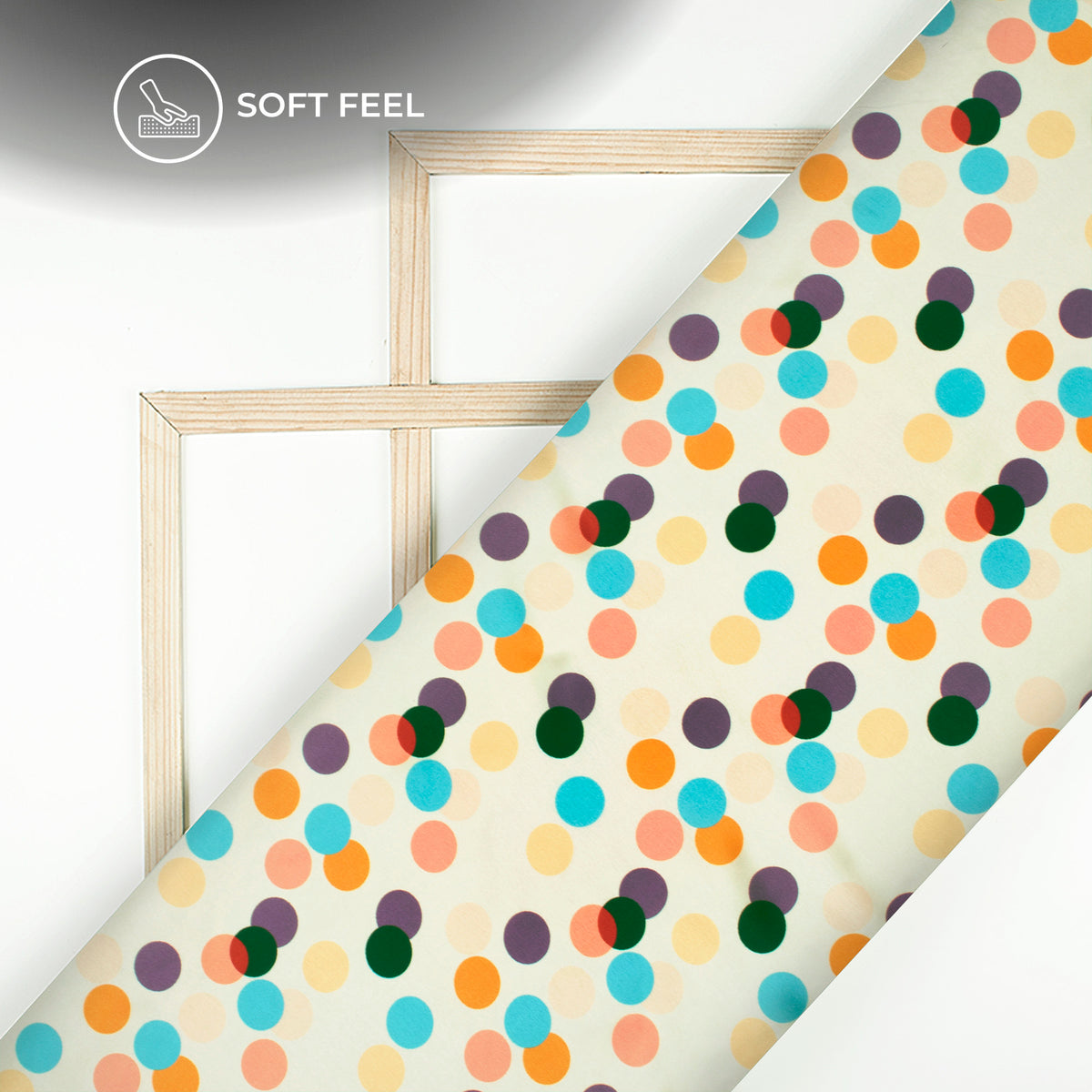 Multi Color Polka Dots Digital Print Japan Satin Fabric