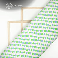 White Polka Dots Digital Print Japan Satin Fabric