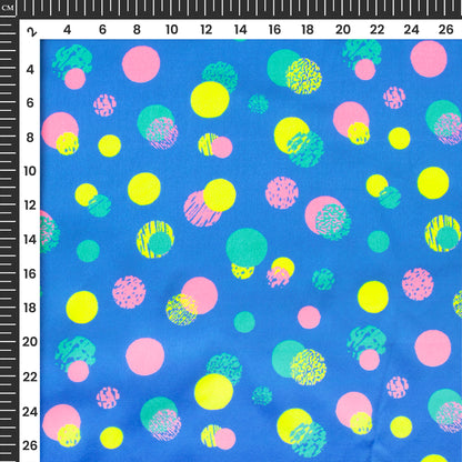 Cobalt Blue Polka Dots Digital Print Japan Satin Fabric