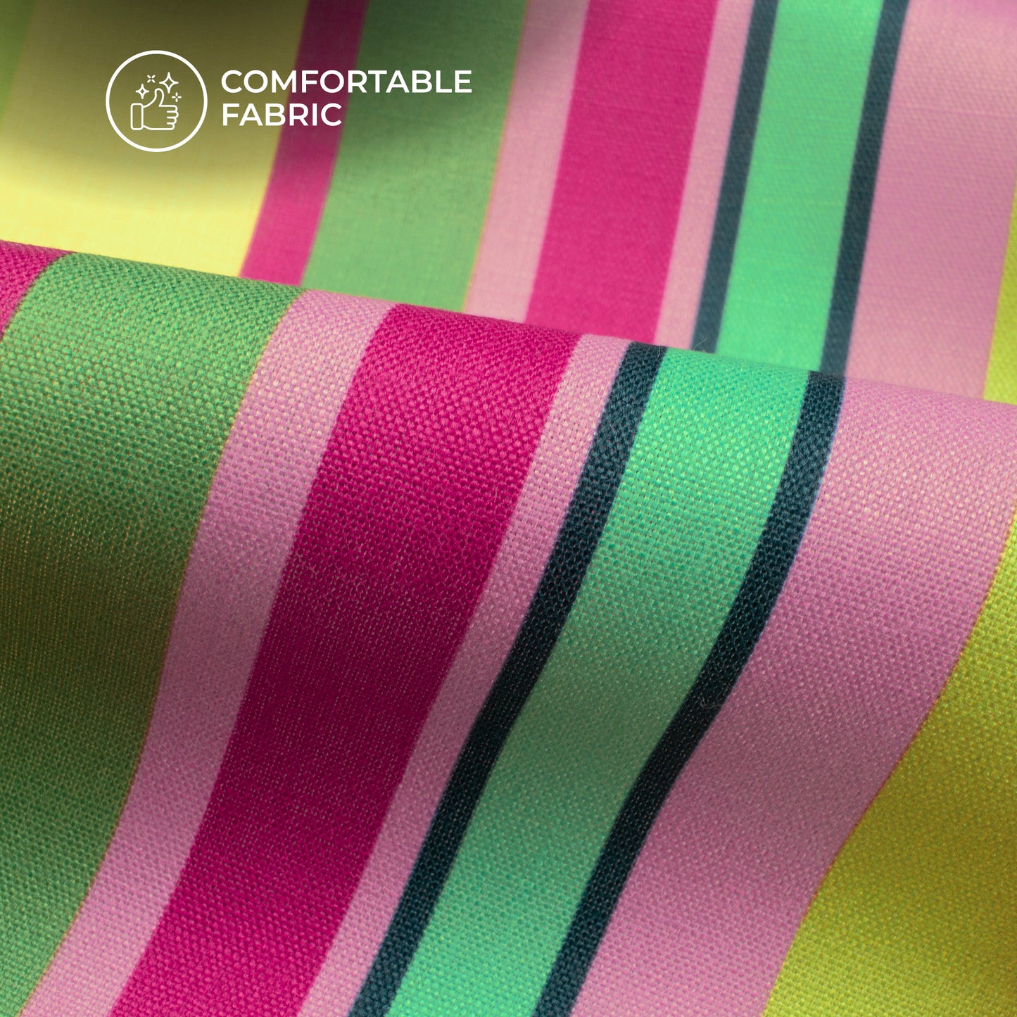 On the Line - Aesthetic Stripes Digital Print Poly Linen Fabric
