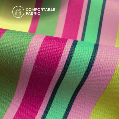 On the Line - Aesthetic Stripes Digital Print Poly Linen Fabric