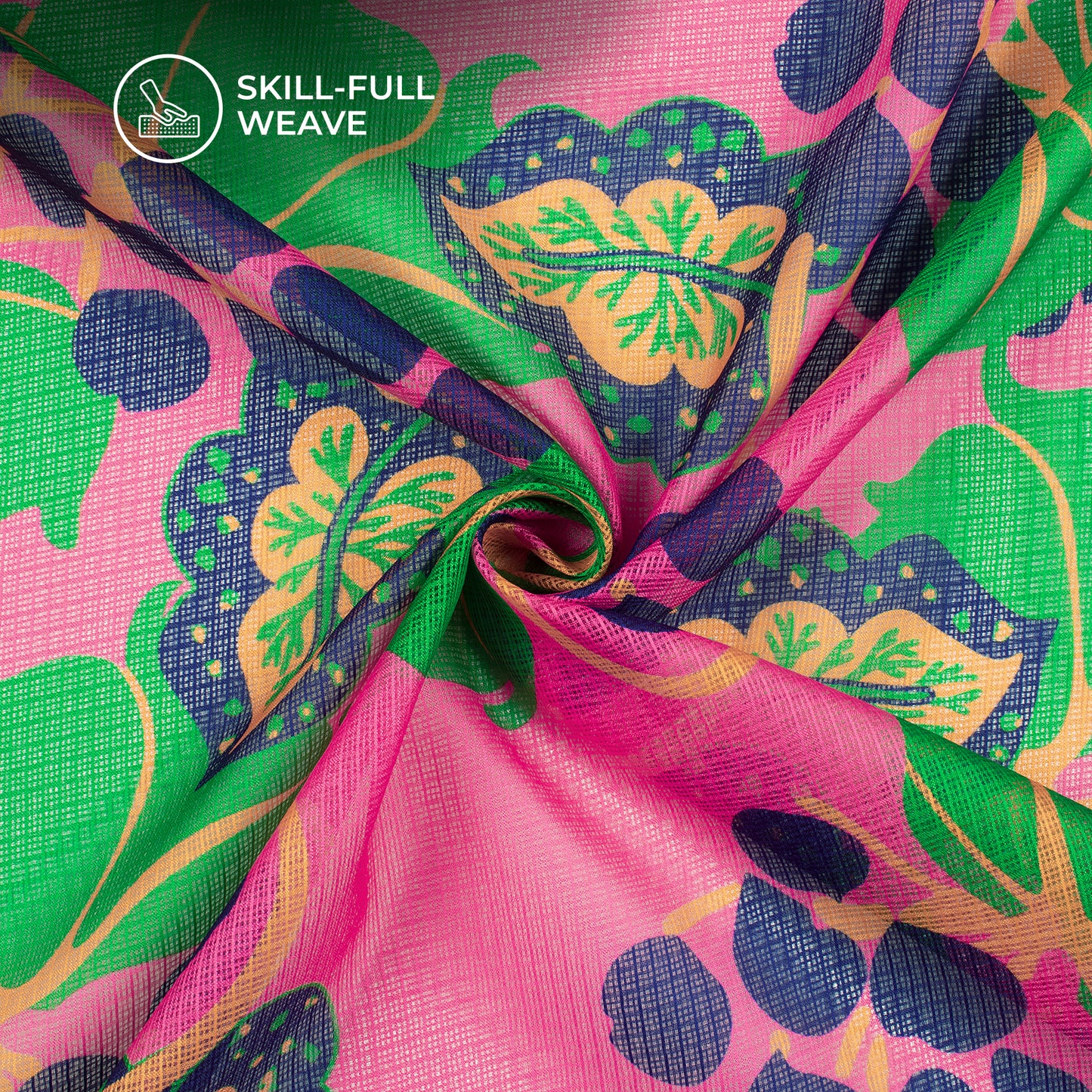Floral Crush 2025 – Digital Print Kota Doria Fabric in Bold Purple-Green Pop