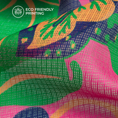 Floral Crush 2026 – Digital Print Kota Doria Fabric in Bold Purple-Green Pop