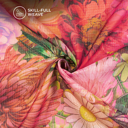 #1 Trend: Seamless Digital Print Floral Kota Doria Fabric For Fashionistas