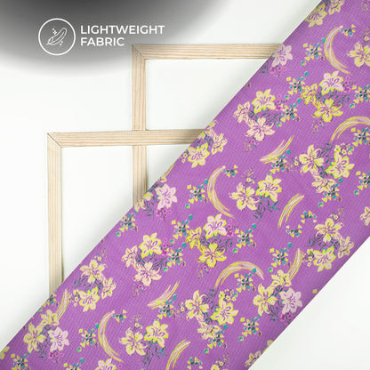 Trendy Floral Digital Print Kota Doria Fabric For Young Fashion Lovers