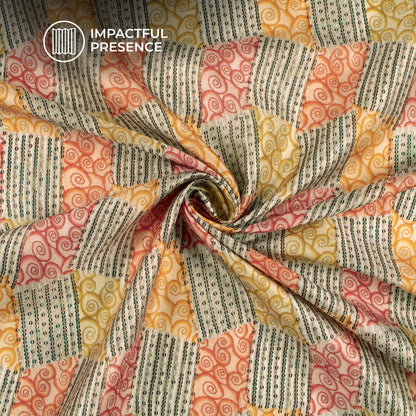 Patch Work Spark- Digital Print Flat Silk Fabric For Quirky Creations