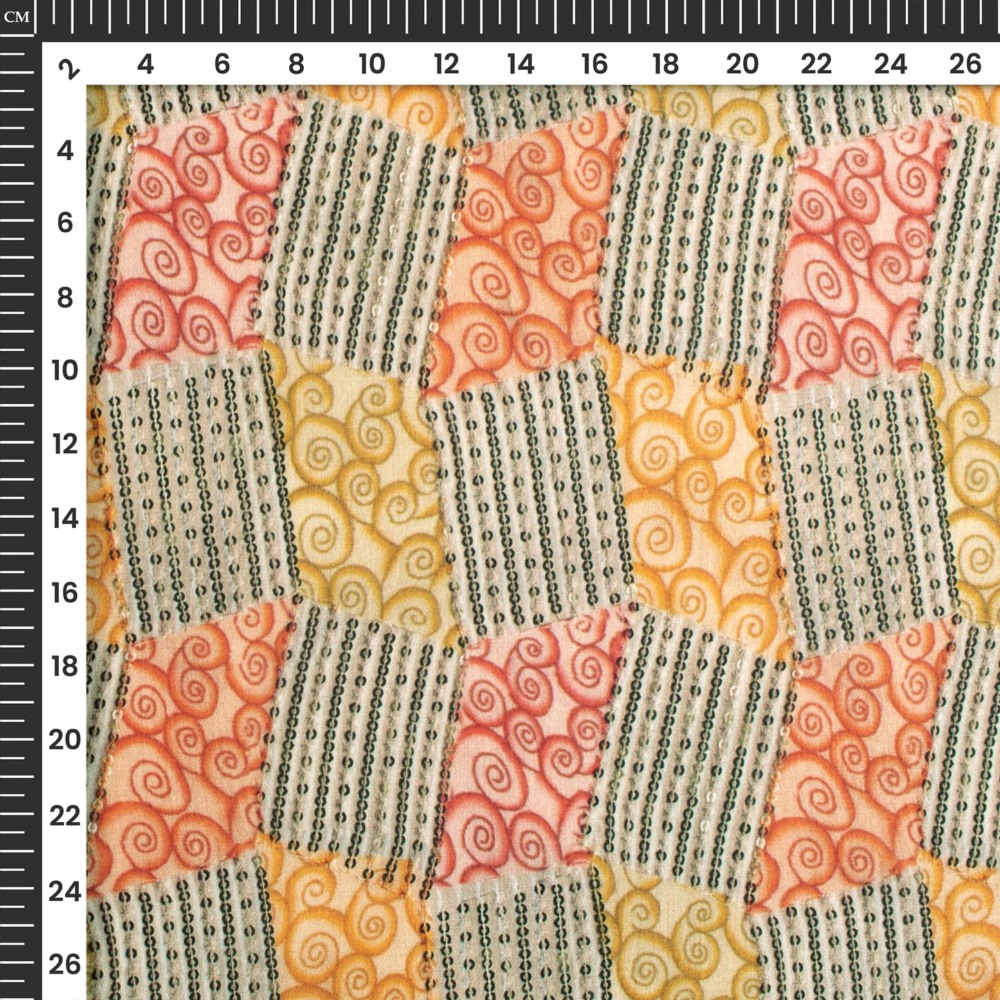 Patch Work Spark- Digital Print Flat Silk Fabric For Quirky Creations