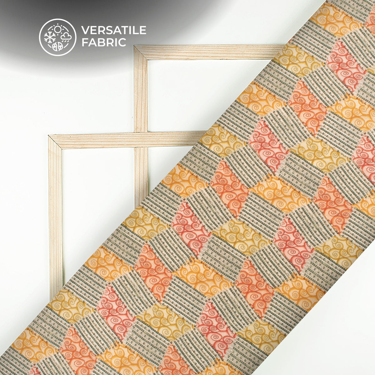 Patch Work Spark- Digital Print Flat Silk Fabric For Quirky Creations