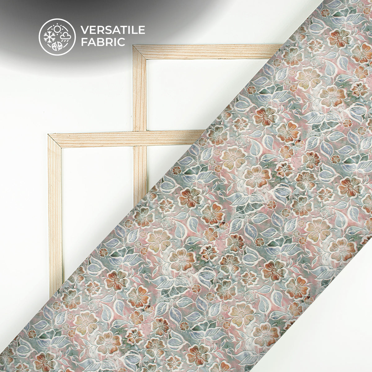 Vintage Bloom Whisper - Digital Print Flat Silk Fabric With Floral Etch Detailing