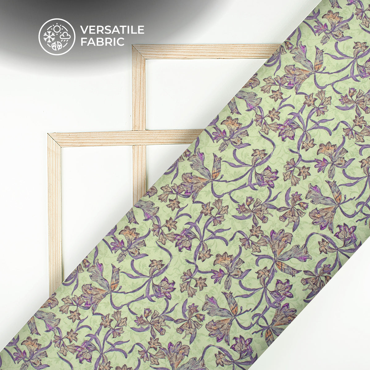 Pastel Botanica - Artistic Digital Print Flat Silk Fabric With Vintage Floral Vibes