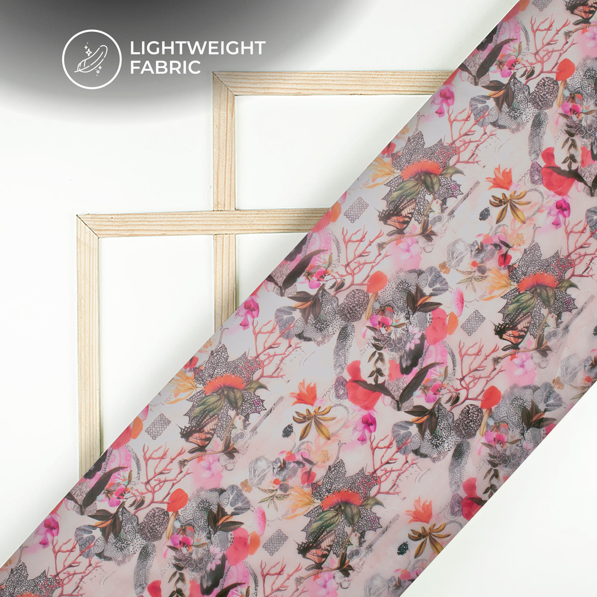 MystiFlora - Digital Print Liquid Organza With Botanical Whimsy