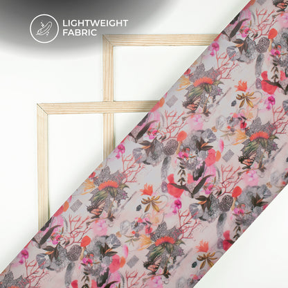MystiFlora - Digital Print Organza Satin With Botanical Whimsy