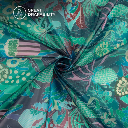 LeafStorm Luxe - Abstract Floral Digital Print Shimmer Tissue Fabric