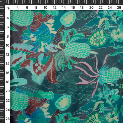 LeafStorm Luxe - Abstract Floral Digital Print Shimmer Tissue Fabric