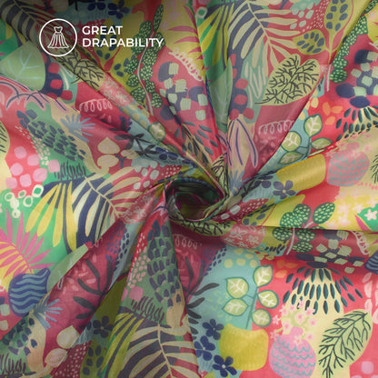 Abstract Floral Digital Print Organza Satin Fabric With Royalcore Aesthetics