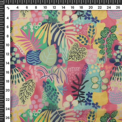 Abstract Floral Digital Print Organza Satin Fabric With Royalcore Aesthetics