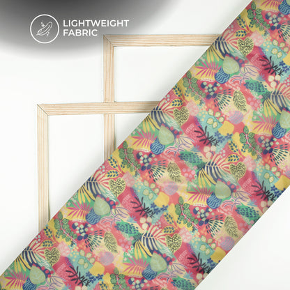 Abstract Floral Digital Print Organza Satin Fabric With Royalcore Aesthetics