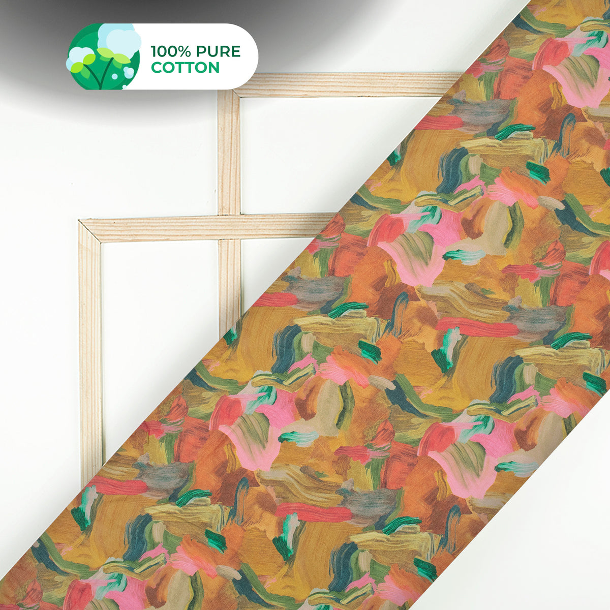 Multi Color Abstract Digital Print Cotton Mulmul Fabric