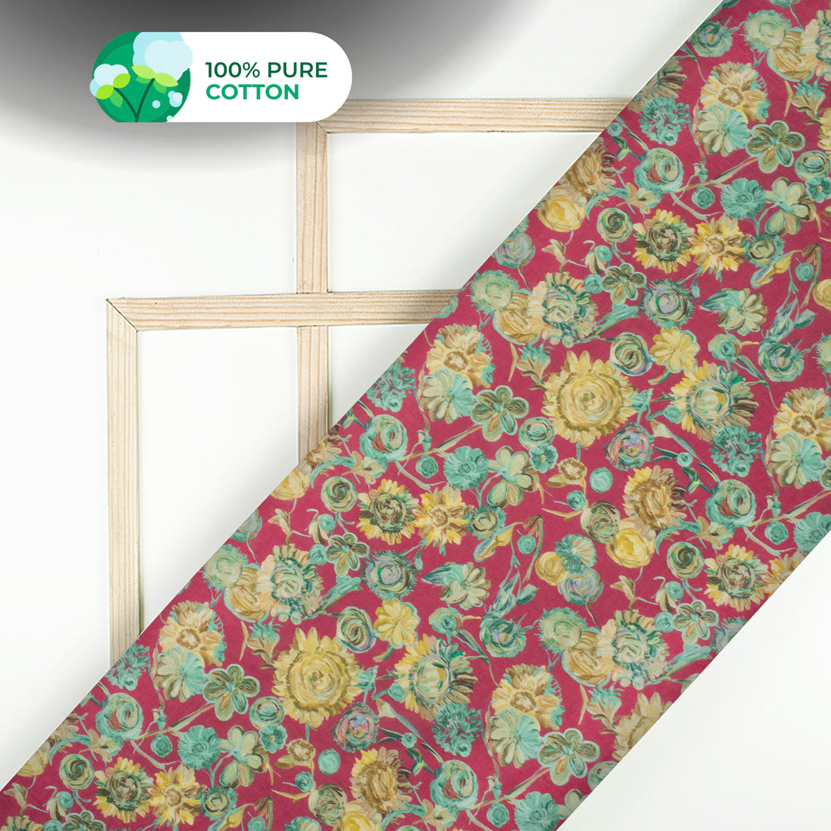 Dark Scarlet Floral Digital Print Cotton Mulmul Fabric