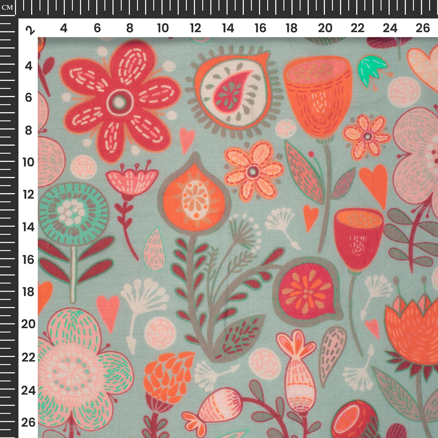 Cloud Grey Floral Digital Print Cotton Mulmul Fabric