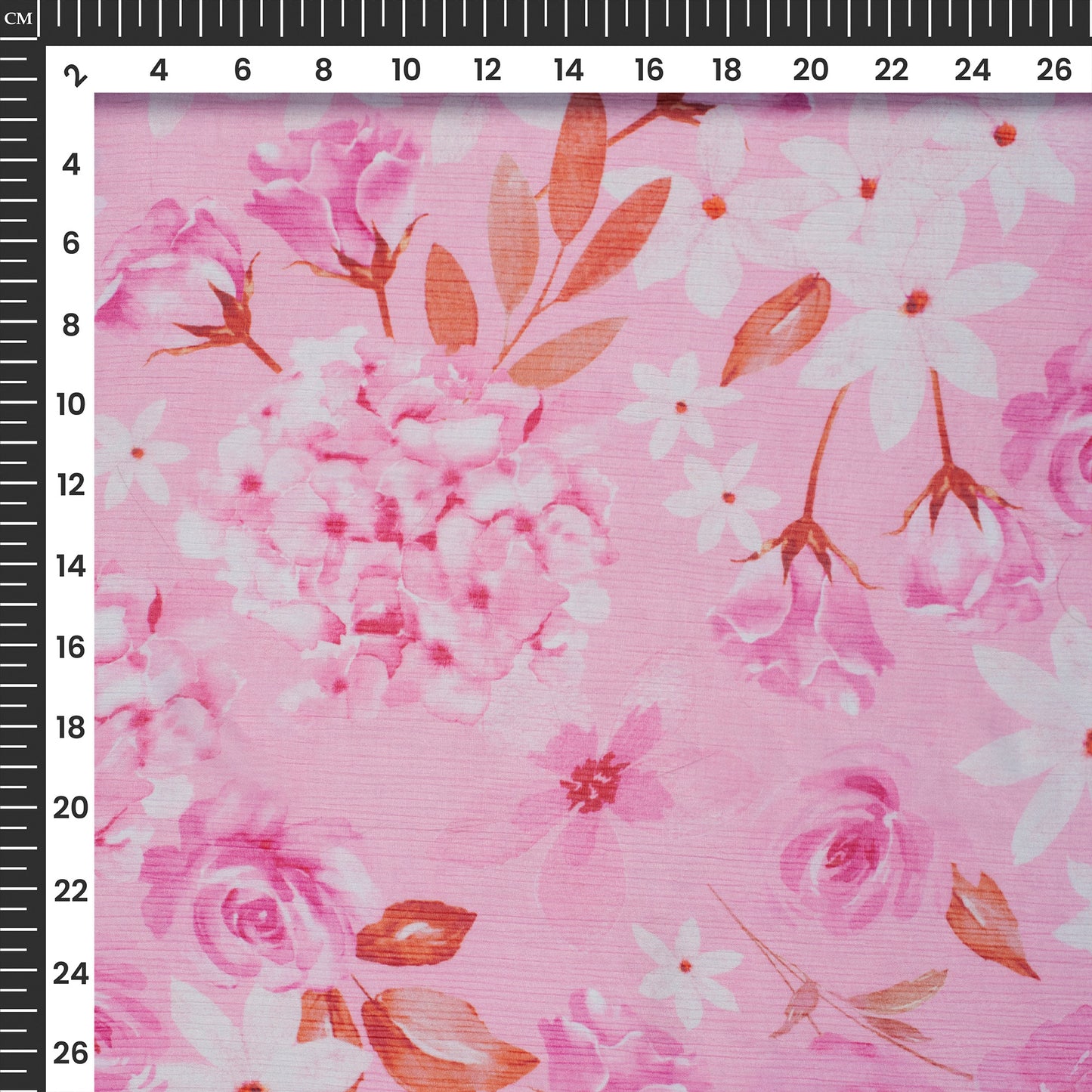 Taffy Pink Floral Digital Print Bemberg Chiffon Fabric