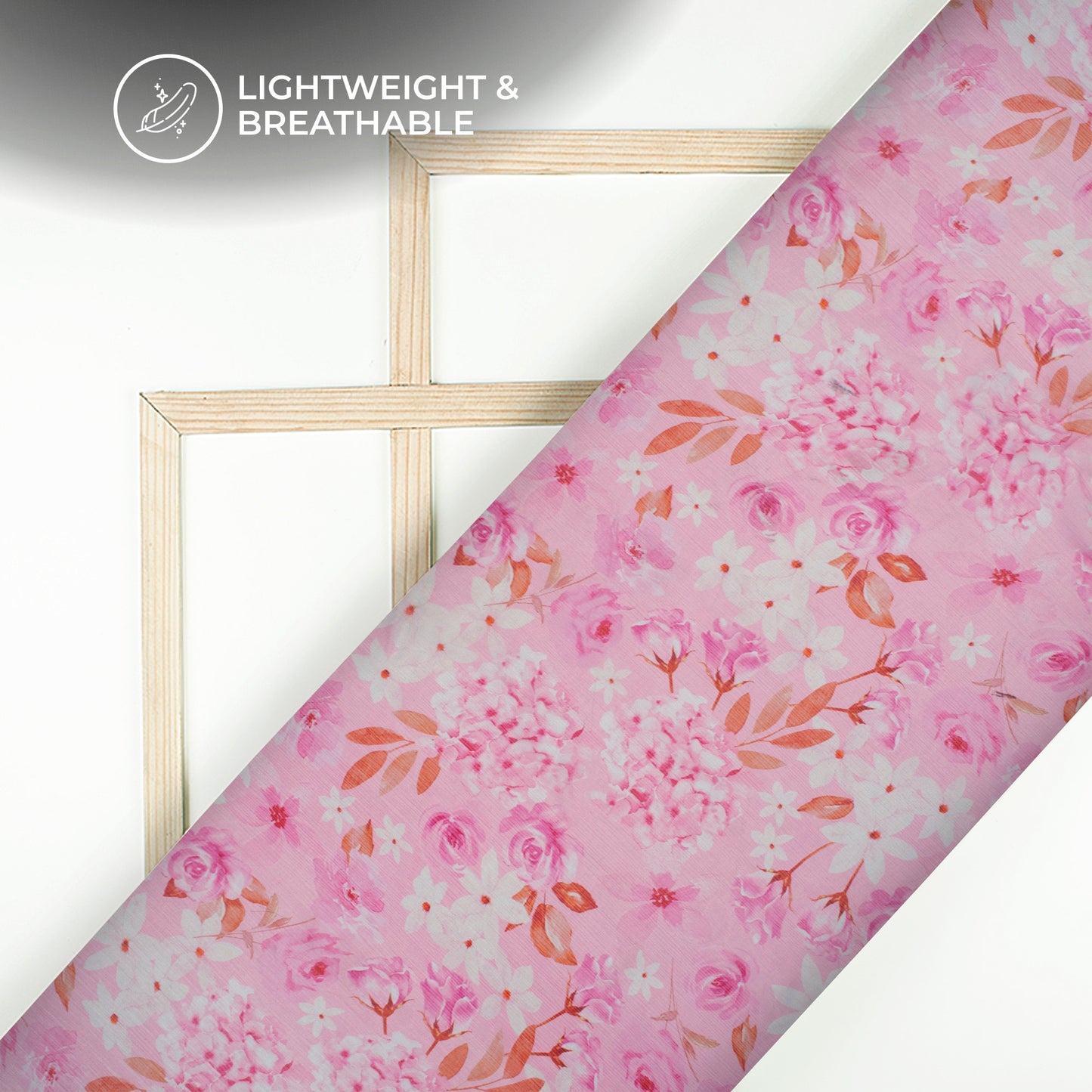 Taffy Pink Floral Digital Print Bemberg Chiffon Fabric