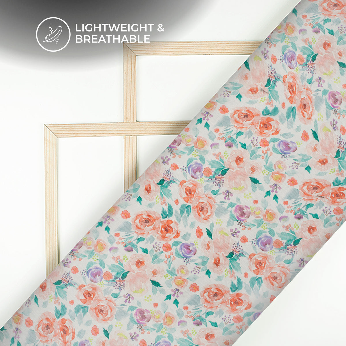 Vermillion orange Floral Digital Print Bemberg Chiffon Fabric