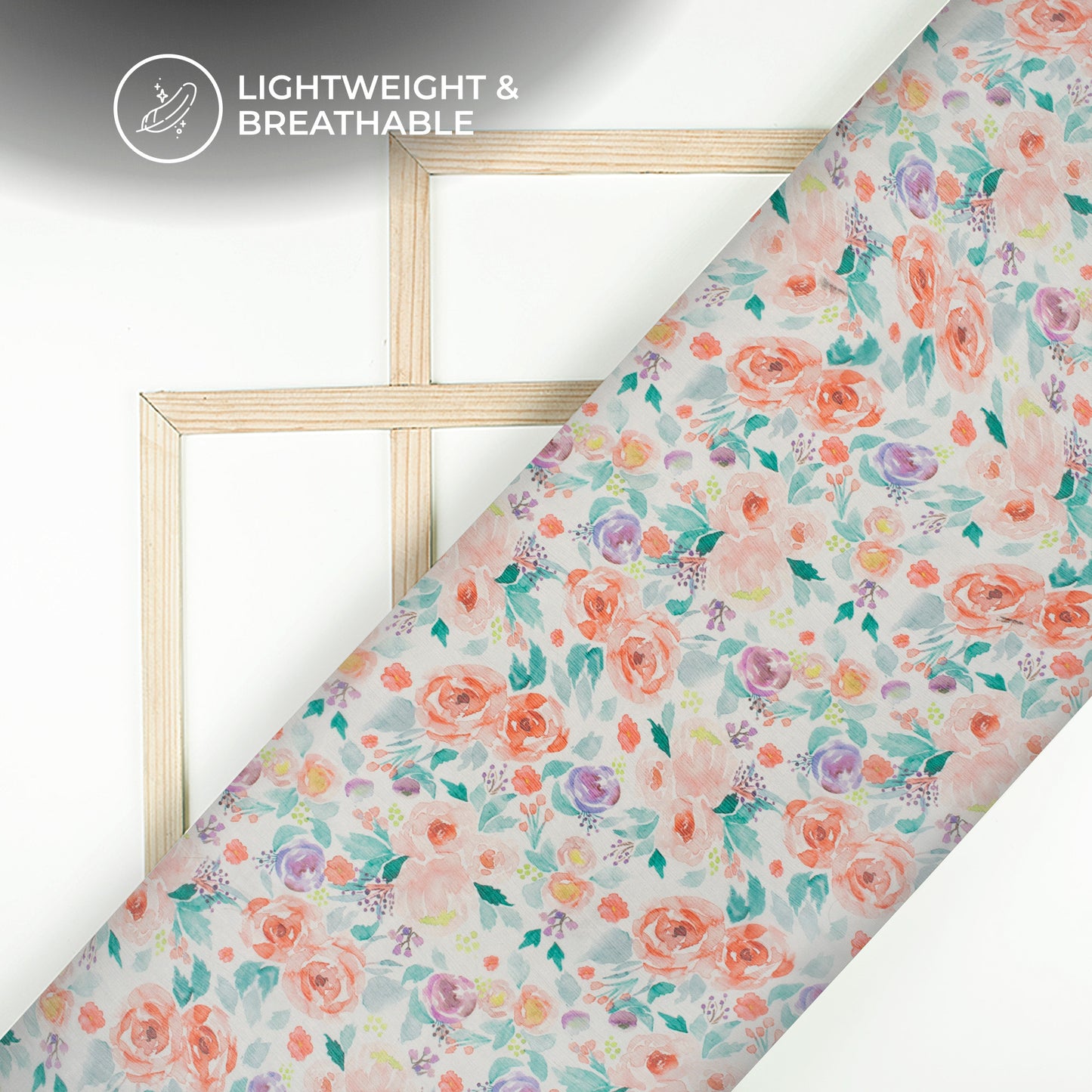 Vermillion orange Floral Digital Print Bemberg Chiffon Fabric