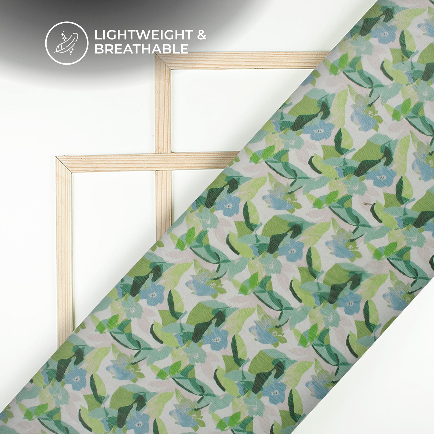 Dark Green Floral Digital Print Bemberg Chiffon Fabric