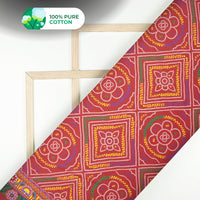 Red Bandhani Digital Print Cotton Mulmul Fabric