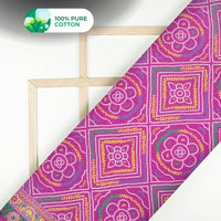 Purple Bandhani Digital Print Cotton Mulmul Fabric
