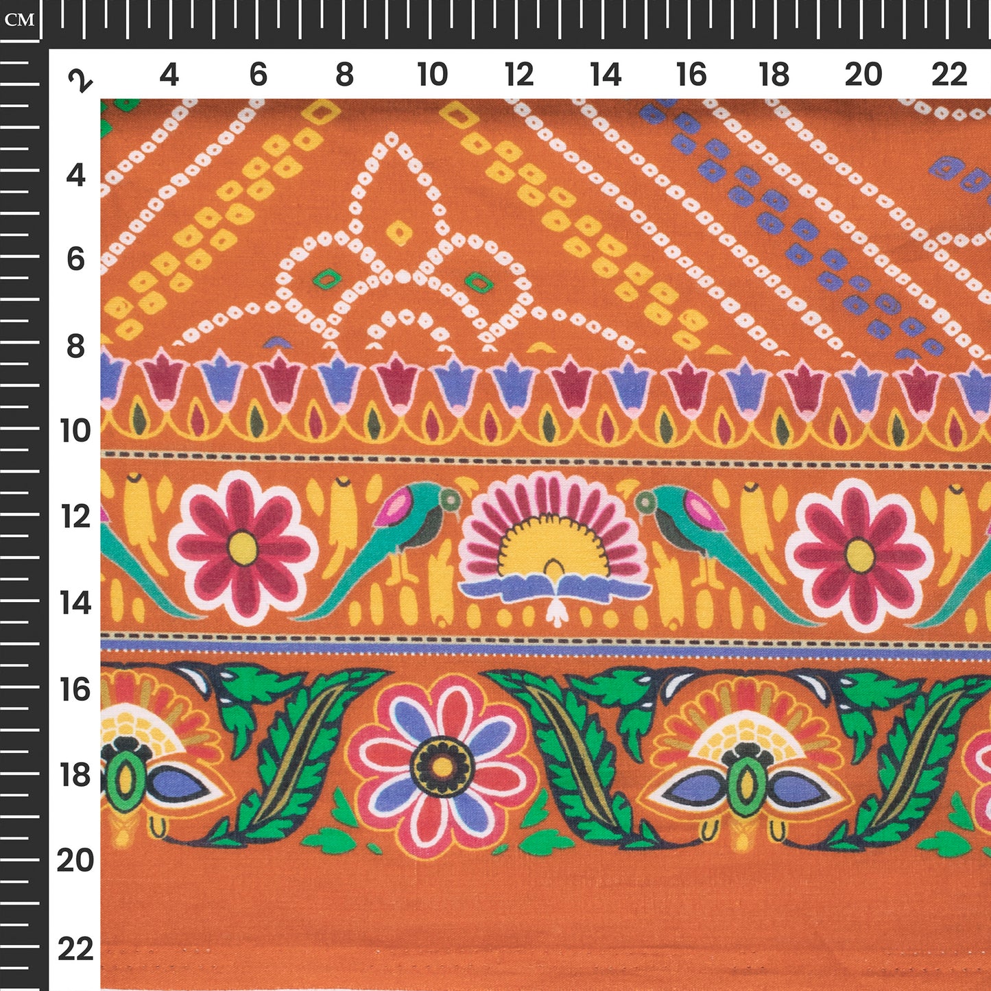 Tangerine Orange Bandhani Digital Print Cotton Mulmul Fabric