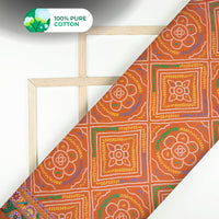 Tangerine Orange Bandhani Digital Print Cotton Mulmul Fabric