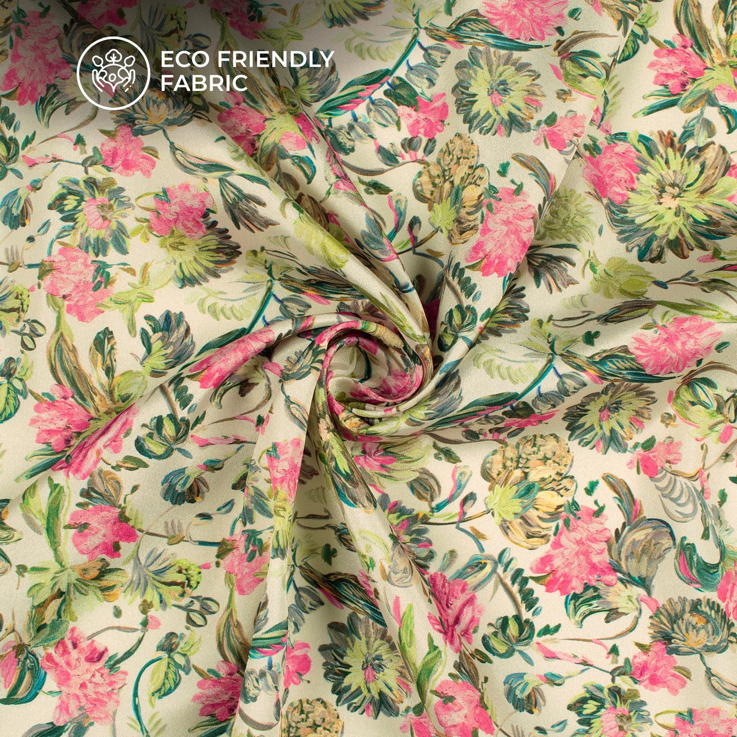 Seamless Bloosom Floral Digital Print Crepe Silk Fabric